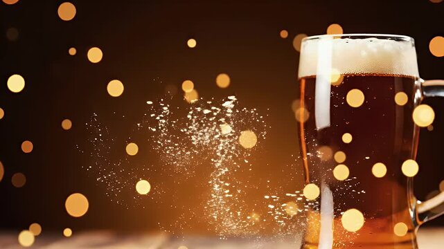 Starkbierfest Minimal Floating Warm Light Particles on Dark Amber Gradient