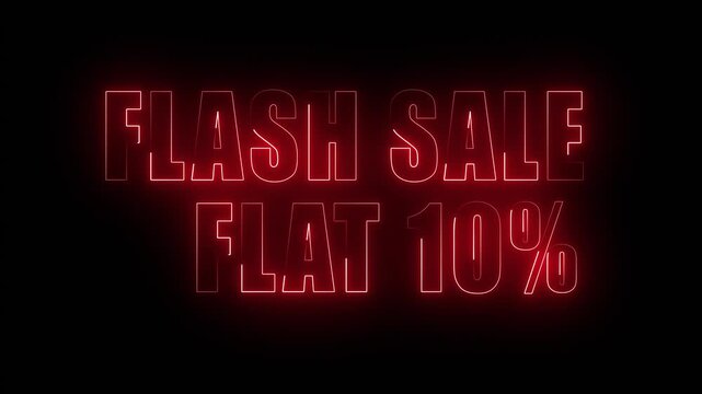 Neon red flash sale sign on a black background