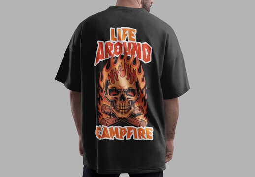 Flaming Skull Vintage Tshirt Artwork