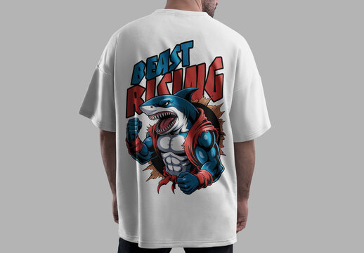 Muscular Shark Mascot Tshirt Design