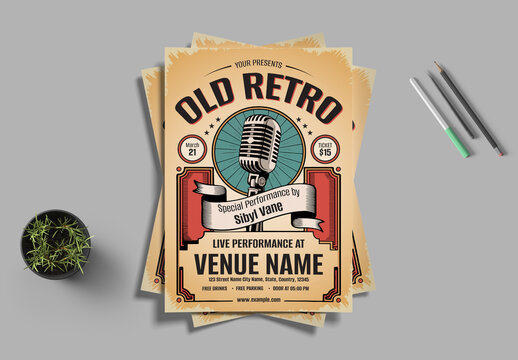 Retro Music Event Flyer Template