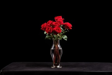 Obraz premium Red roses vase flower glass.