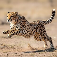 Fototapeta premium Fast Cheetah Sprinting Across African Savanna