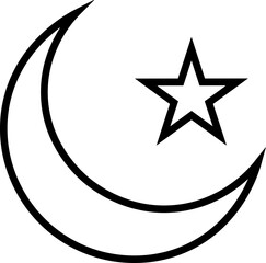 Obraz premium Crescent moon with stars at night, evening or nighttime flat vector icon for apps and websites moon outline icon star outline icon crescent moon and star icon. Element of travel icon for mobile