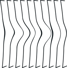Vertical stripes with angularly curved ends and deformation in the middle.
