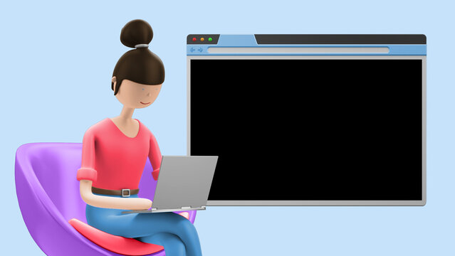 Explainer Girl Sitting Browsing Web Close Up -Using Smartphone and Website for Social Media, Apps and Online Communication