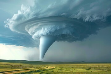 Visualization of tornado disaster  severe weather phenomenon and its catastrophic impact on nature