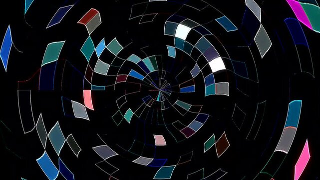 abstract lines colorful light shining round shape in center, Abstract background moving stripes and flashing with shining light