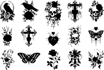 Mystical Floral Woman Tattoo Art Set