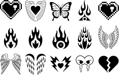 My Sticker Tattoo Design &ndash; Bold Black Icon Collection Set