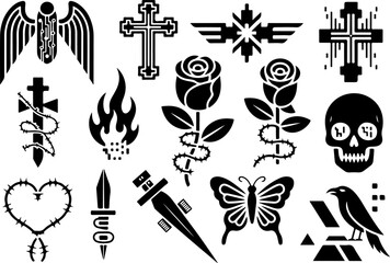 My Sticker Tattoo Design &ndash; Bold Black Icon Collection Set