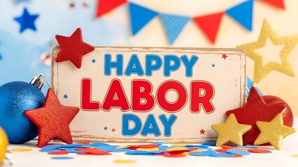 Happy labor day celebration with colorful decorations