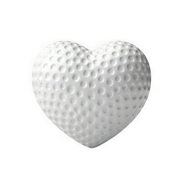 White heart shape golf ball isolated on a transparent background sport love