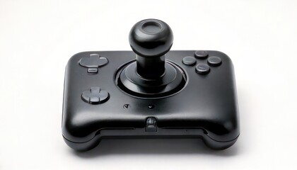 Obraz premium Black Arcade Style Joystick Controller on White Background.