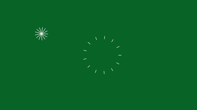 Dynamic firework circle explosion with shiny glowing lines and ellipse burst sparks, modern cartoon style motion graphics firework element seamless loop on green screen background. 4k