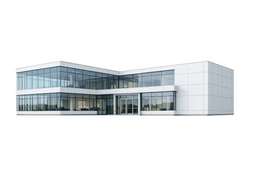 Obraz premium Modern corporate office building with glass facade on transparent background representing business architecture and development