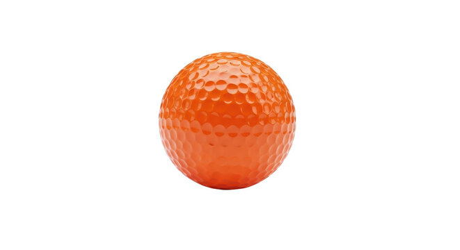 Bright orange golf ball with dimple texture on black background sport equipment, Isolated On Png Transparent Background