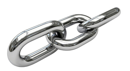 Obraz premium Shiny Metal Chain Link, Strong Connection, Isolated on White