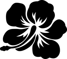 tropical hibiscus flower silhouette black floral vector hawaiian bloom icon © Pictures
