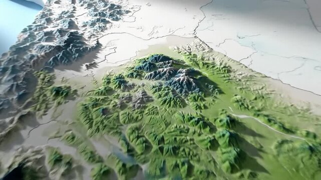 Detailed 3D rendering of South America, showcasing its diverse topography and geographical features.