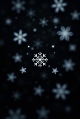 Elegant single snowflake with soft bokeh lights against a dark winter night background