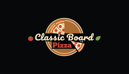 Classic Board Pizza Logo Vintage Minimalist Style Appetizing Mood Graphic Vector Illustration 