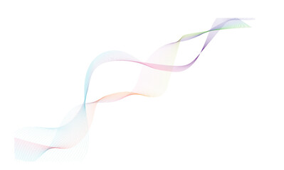 Smooth green ribbon swirl with colorful wave motion and flowing light curves on a white backdrop vector illustration