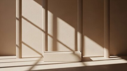 Fototapeta premium Minimalist wall panel with light and shadows on the floor