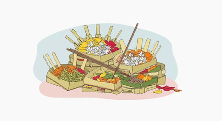 Obraz premium Nyepi Day in Bali – Peaceful Silence and Spiritual Harmony Vector Illustration