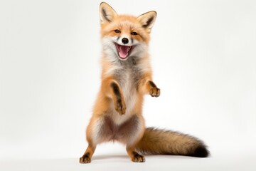 Fototapeta premium Happy smiling fox dancing wildlife mammal animal.