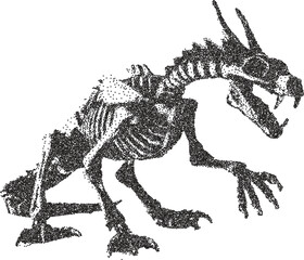 Monster vintage y2k stipple art, beast halftone stipple brutalist retro vector png with transparent background, terror 2000s aesthetic photocopy effect tattoo © HoneyPunch