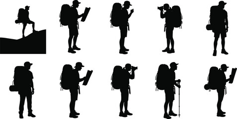 Construction, machinery, excavator, bulldozer, dump, truck, silhouette, icons, vector, set, industry, mining, engineering, illustration, collection © MstAnowara