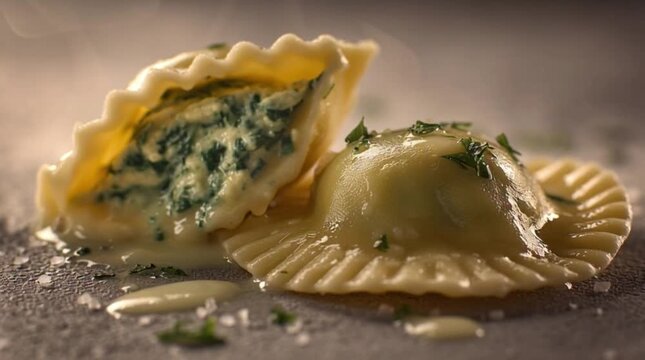 Ravioli with Spinach Filling food Italian cuisine