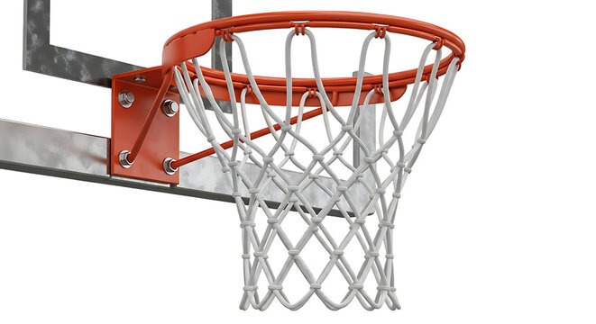 Basketball hoop close-up isolated on transparent background