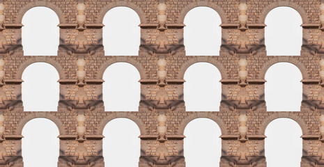 On the streets in Catalonia, public places. Elements of architectural decorations of buildings, doorways and arches, plaster moldings and patterns.  © Kozlik_mozlik