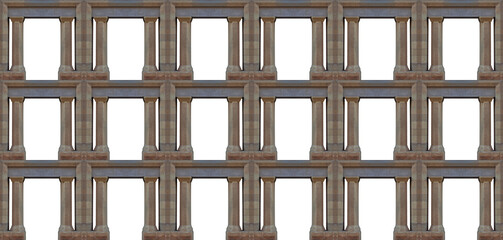 Elements of architecture of buildings, ancient arches, frames and niches, windows and apertures. On the streets in Barcelona, public places. © Kozlik_mozlik