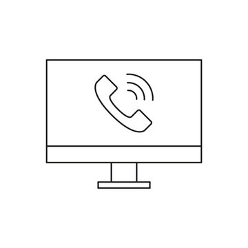 Computer monitor with phone call icon