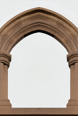 Naklejka premium Elements of architecture of buildings, ancient arches, frames and niches, windows and apertures. On the streets in Barcelona, public places.