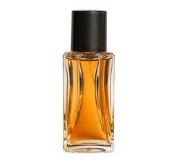 Close-up of a bottle of cologne on a white background