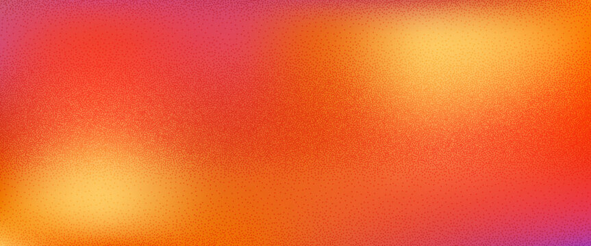 Abstract autumn gradient. Grain noise background with sunset tones, orange shades creating soft backdrop texture for fall or summer design with warm atmospheric feel. Vector light spots gradation bg.