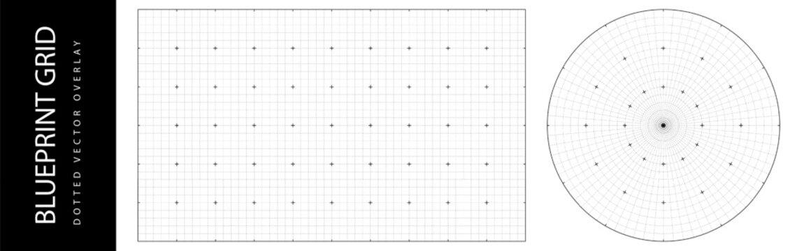Circle millimeter grid with gauge tech overlay, digital ruler. Radar line of radial protractor texture, circular graph element. Angle grid square pattern with circle math chart for technical blueprint