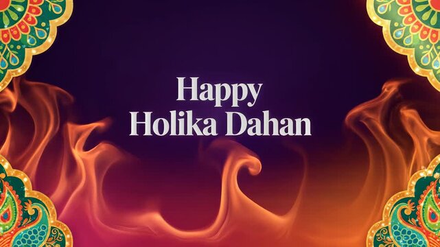 Happy Holika Dahan Festival Greeting Background Animation Fire Flames