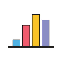 Colorful Bar Graph flat icon on White Background