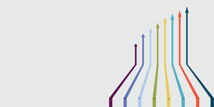 Colorful arrows pointing upwards on a light gray background, symbolizing growth, progress, and direction in a visual representation.