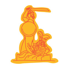 Warsaw Mermaid monument icon. Polish capital city symbol. Vector illustration of Syrenka Warszawska © Wojciech Florek