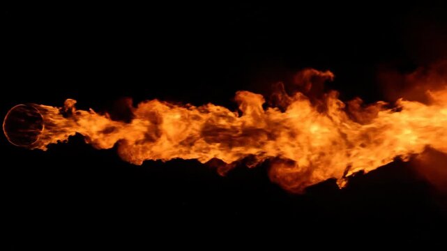 Powerful burst of bright fire and flames on black, explosion, danger, hot, energy.