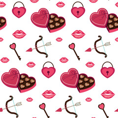 seamless pattern with hearts and sweets