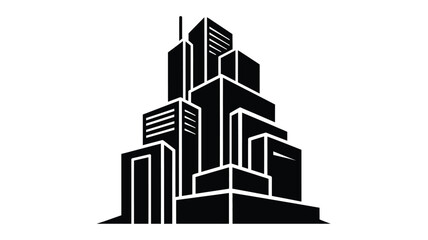 Naklejka premium Abstract cityscape design with bold geometric forms a striking graphic silhouette