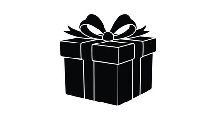 A black gift box with a decorative bow a striking silhouette