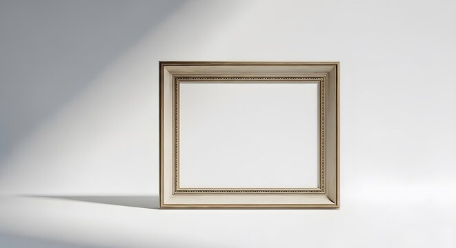 Elevate your space with this elegant empty picture frame on a clean white background, perfect for showcasing art or adding a touch of sophistication to any room.